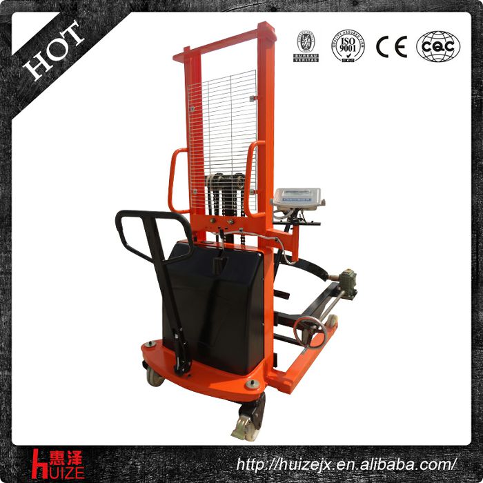 半電動(dòng)稱重油桶車（夾鐵桶，手搖翻轉(zhuǎn)倒料）